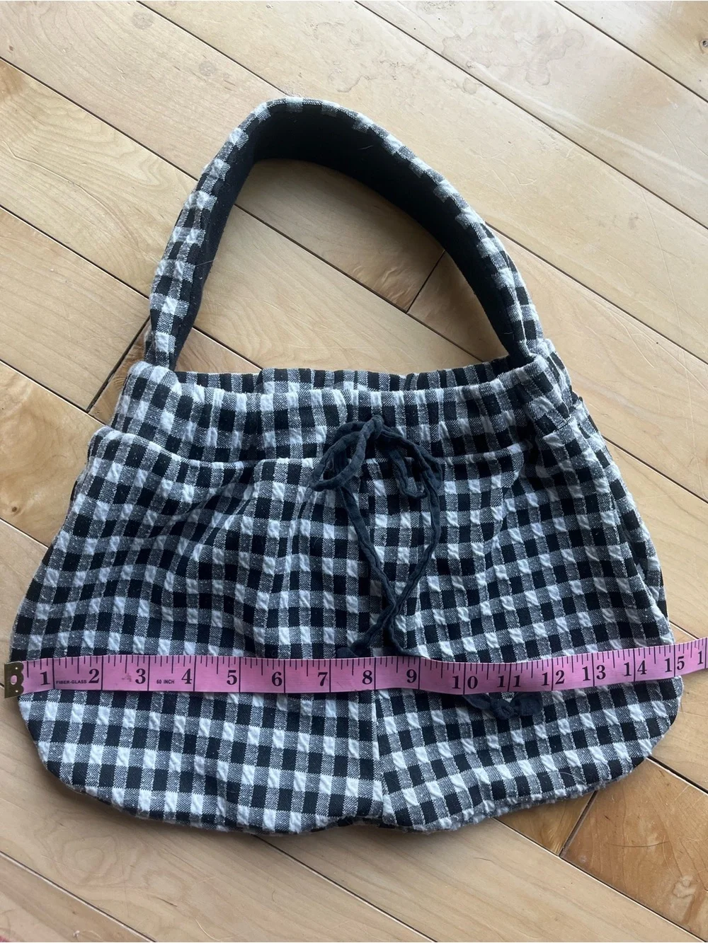 Upcycled Satchel style Purse. Black& White Check. One size.